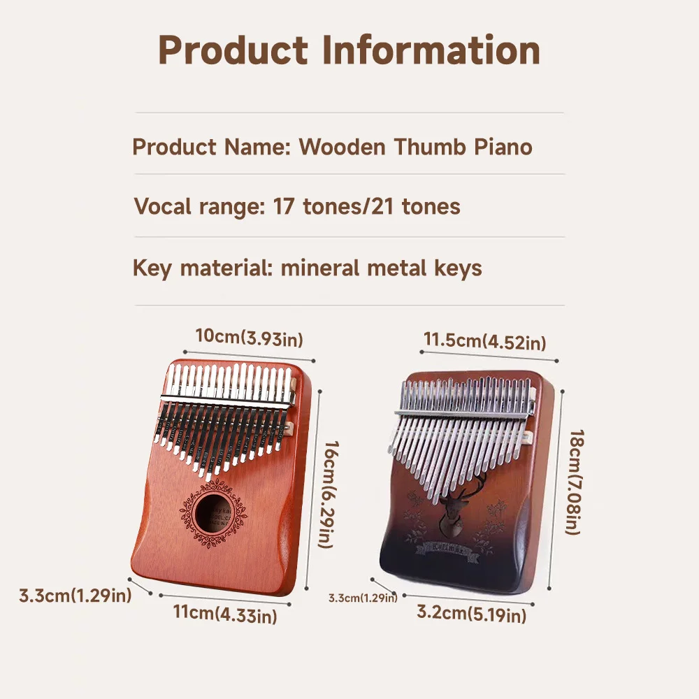 21 Key Mahogany Kalimba Thumb Piano 17 key Portable Finger Piano for Beginner Mbira Gifts for Adults/Kids view 6