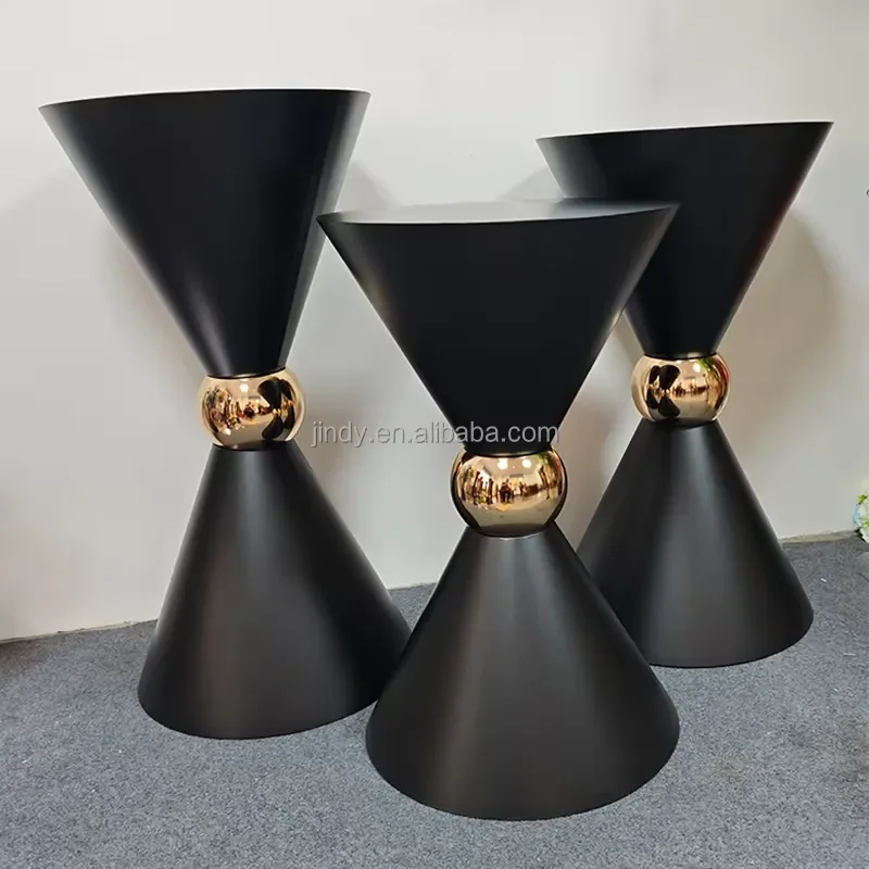 JDR luxury white metal cylindrical dessert table black display stand cake base wedding decoration