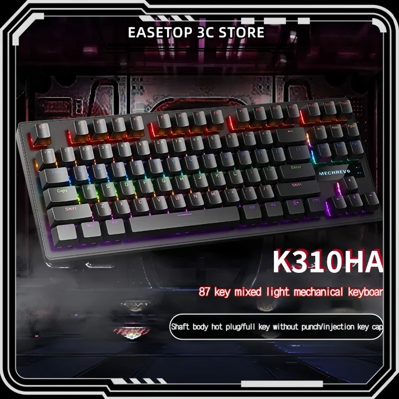 Mechrevo Yaok310 Mechanical Keyboard Hot Swappable Full Key No Punch Rgb Backlit Blue Red Axis 87 Key E-Sports Office Keyboard