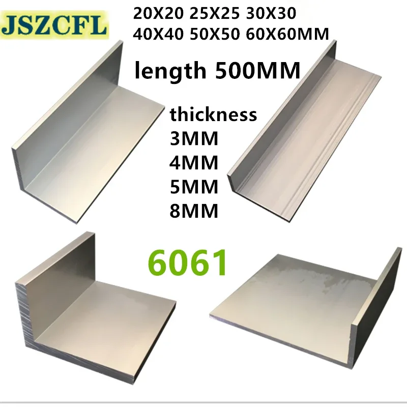 

6061 Right Angle aluminum 20/30/40/50/60MM thick 3/4/5/8MM L-shaped aluminum alloy Aluminum edging triangle profile length 500MM