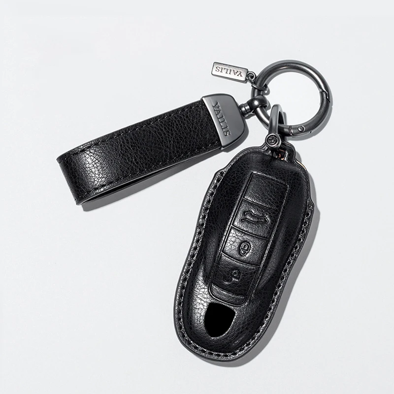 Funda de cuero de vaca para llave de coche, accesorio para Porsche Panamera Spyder Carrera Macan Cayman Cayenne 911, 970, 981, 991