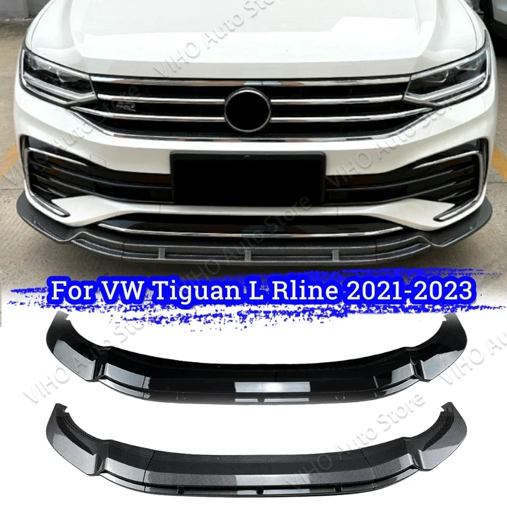 Car Front Bumper Lip Diffuser Spoiler Splitter For Volkswagen Tiguan Rline L 2021 2022 2023 2024 Gloss Black Car Body Kits