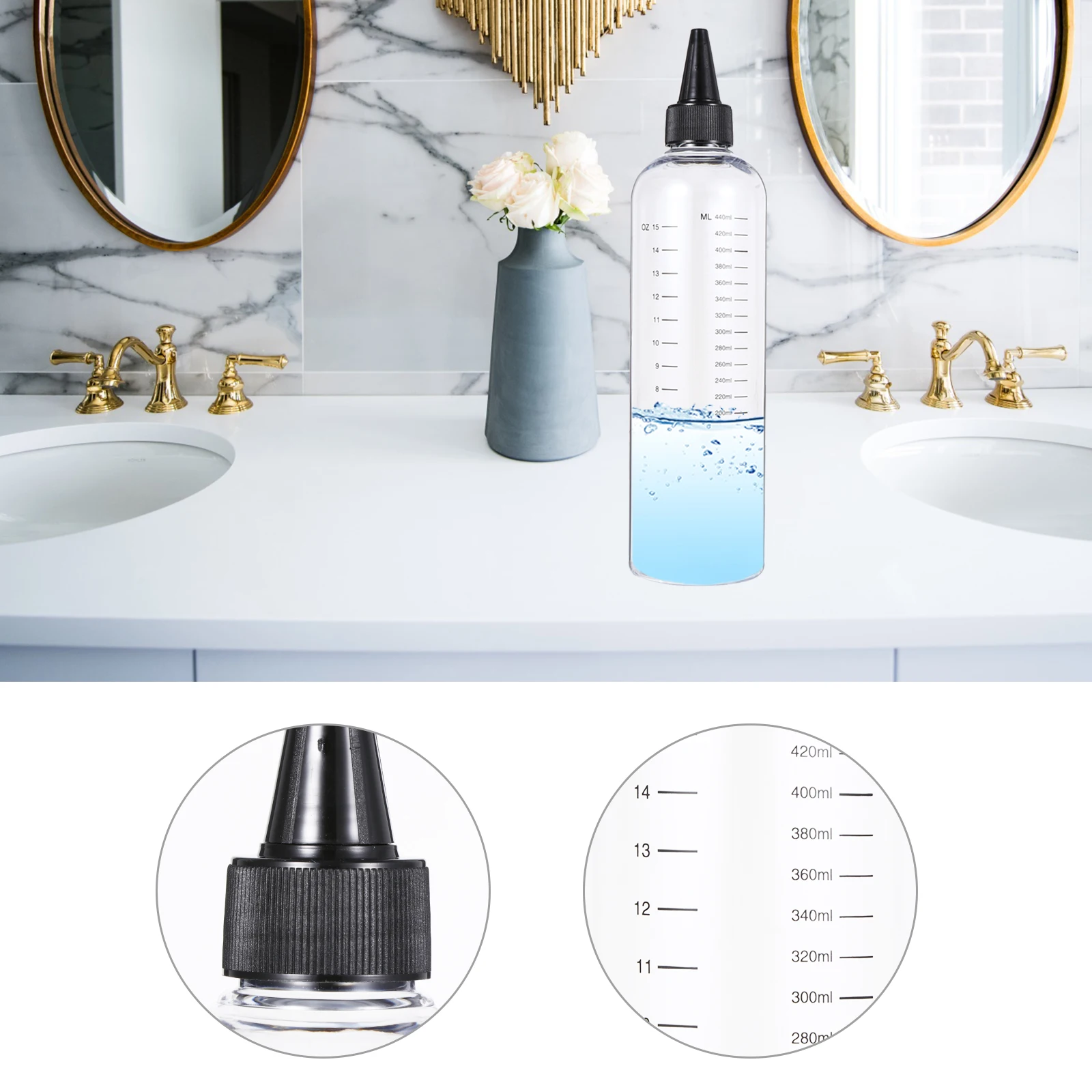 

12pcs Extruded Transparent Squeeze Bottles Refillable with Scale Leakproof Plastic Containers for Hair Salon