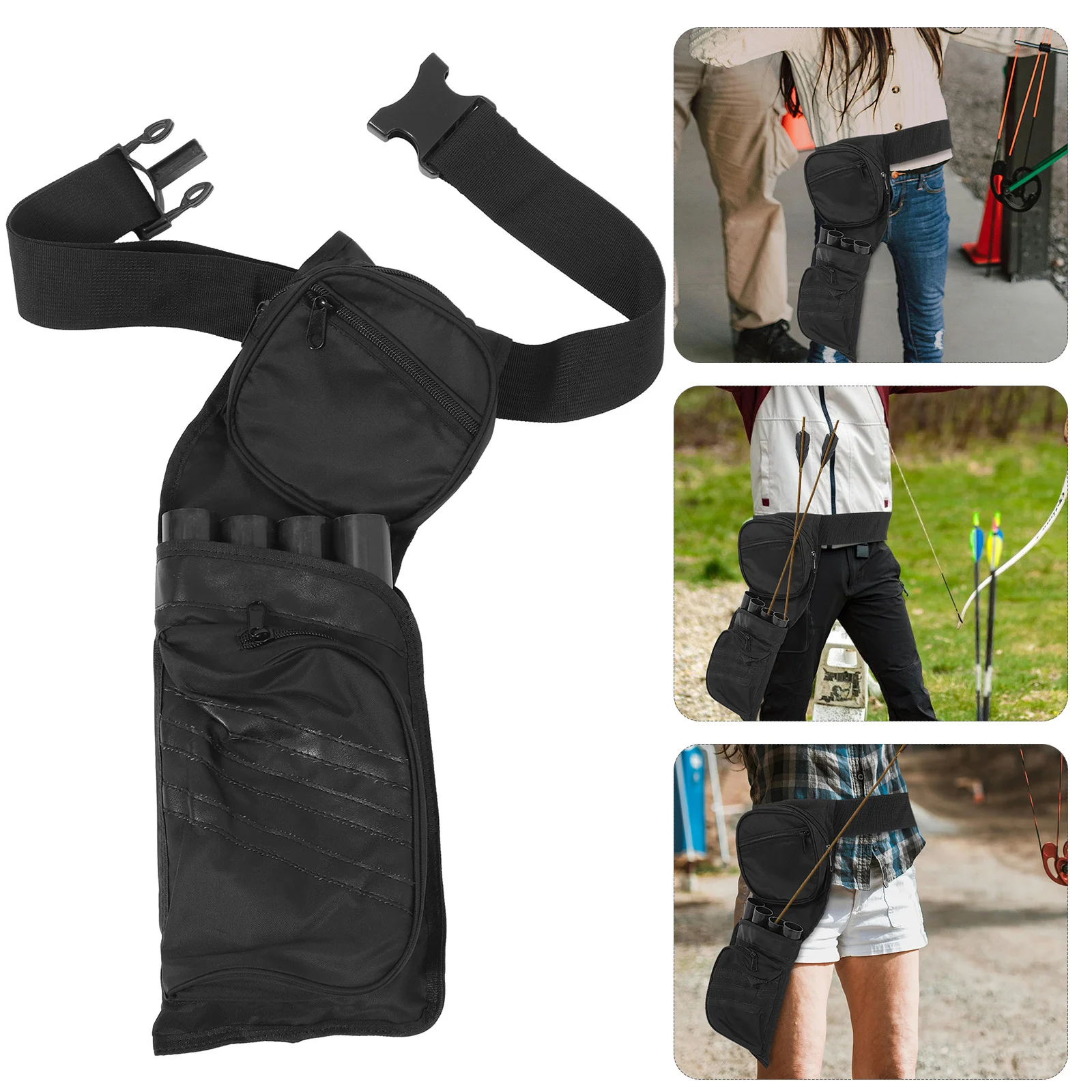 防水アロー-大容量収納-弓矢ホルダー-ウエストバッグ-アーチェリー-射撃-スポーツ-アウトドア用-ブラック