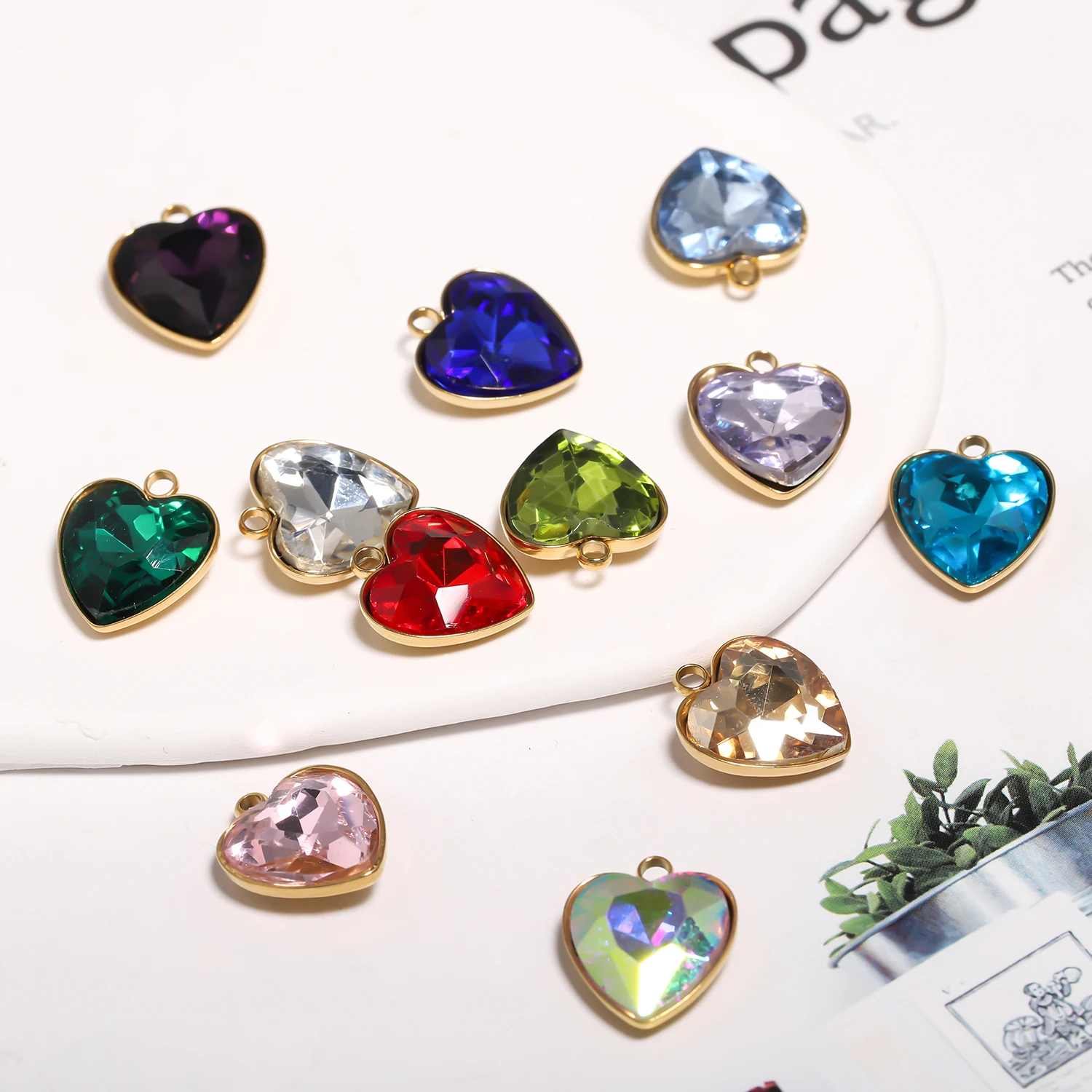 15x13mm Stainless Steel Crystal Pendant Love Shape Beads For Jewelry Making DIY Bracelet Necklace Pendant Accessory Wholesale