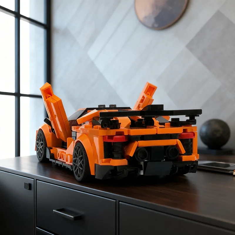 374 детали MOC Суперкар Aventador SVJ с открывающимися ножничными дверями, серия гоночных автомобилей, робот-меха, научно-фантастическая модель, конструктор, подарок для фанатов