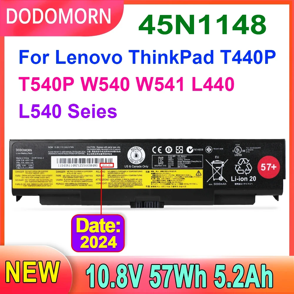 

DODOMORN 45N1148 45N1149 57+ Laptop Battery For Lenovo ThinkPad T440P T540P W540 W541 L440 L540 Seies 0C52863 45N1760 45N1159