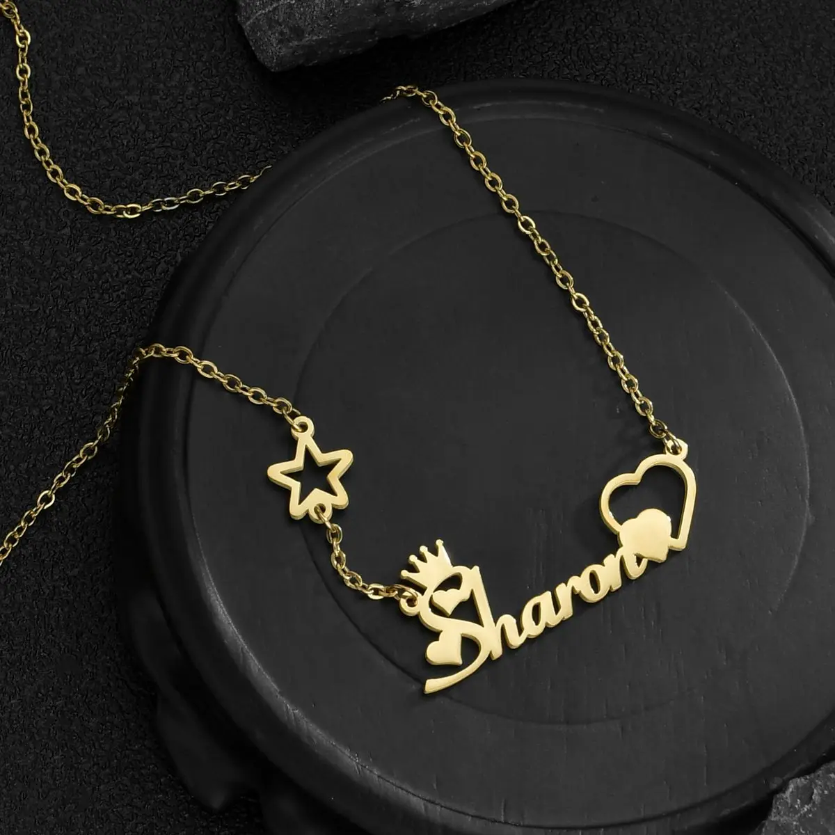 Stianless Steel Necklace Star Heart Personalized Party Custom Letter Crown Necklace Simple O-Chain Jewelry Gift For Women Man