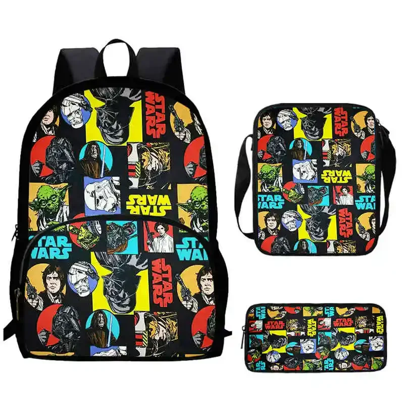 Cartoon S-Star-W-Wars Child Backpack with Front Pocket,Shoulder Bags,Pencil Bags for Aged 5-10 Anime Backpack Boy Girl,Best Gift