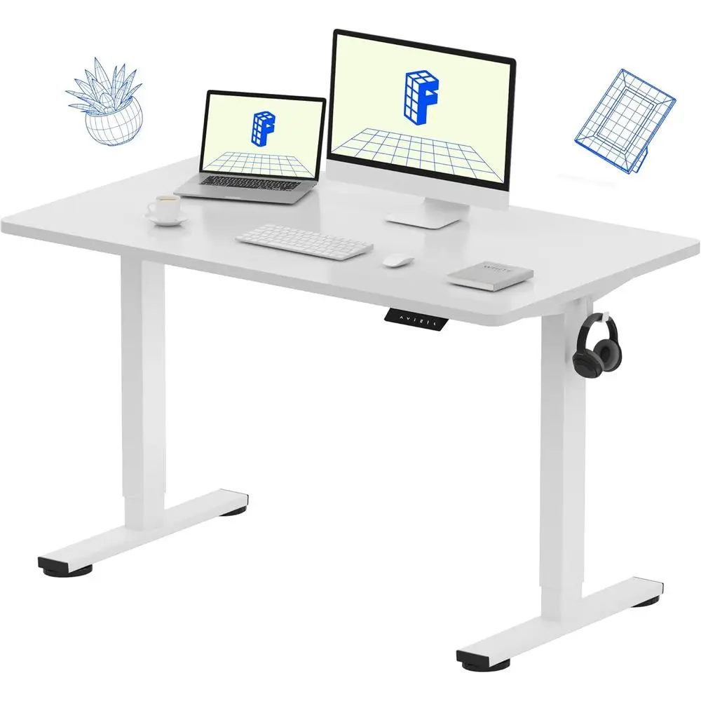 

48x24 Electric Adjustable Standing Desk, White, for Home Office and Multi-Monitor Setups, Easy Assembly
