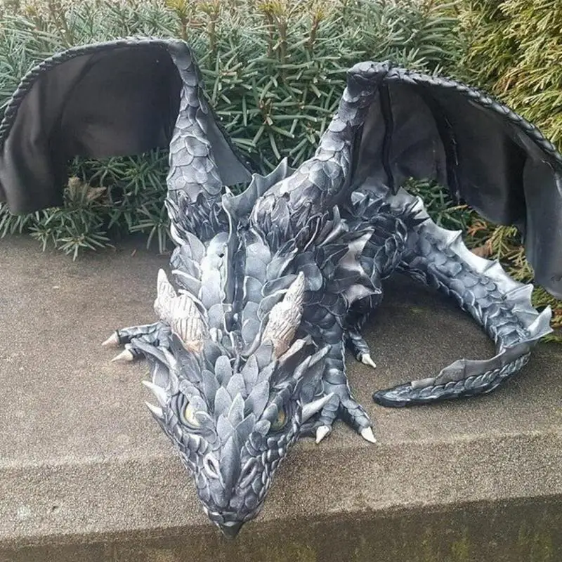 New Squatting Gothic Dragon Sculpture Guardian Resin Statue Figurines Home Decoration Outdoor Garden Ornament Dropshipping