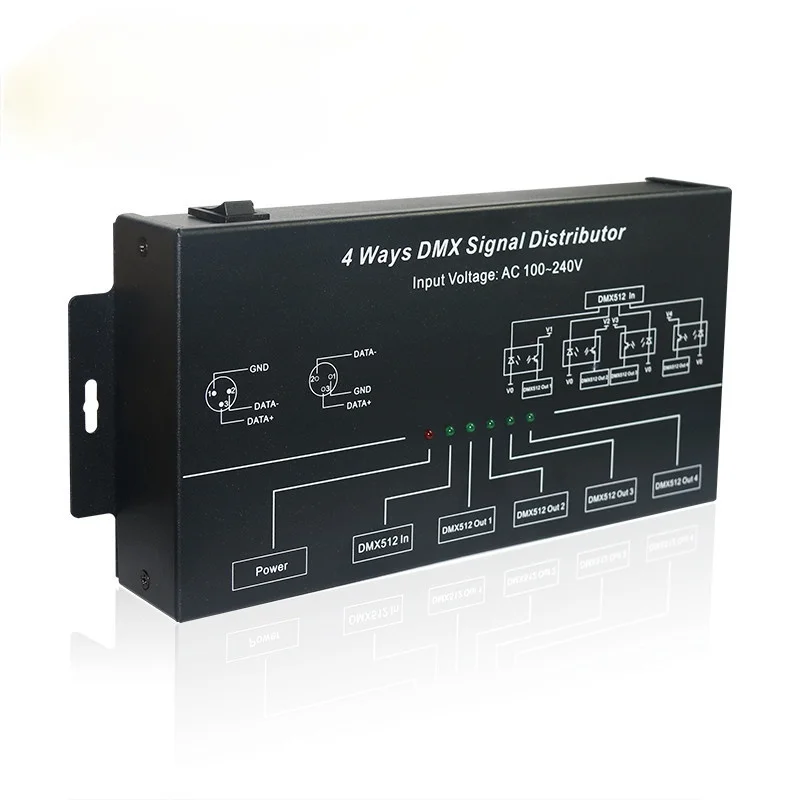 Distributore di segnale DMX uscita segnale a 4 canali dmx512led controller lampada illuminazione intelligente linee cccam