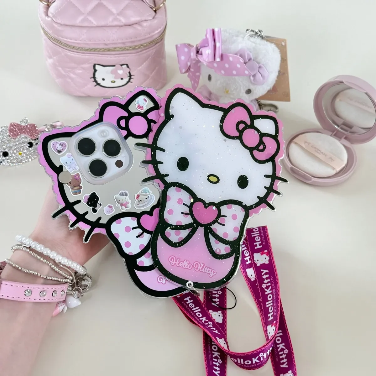 Kawaii Hello Cute Kittyt Crossbody Phone Case with Slide Out Makeup Mirror for IPhone 17 Pro Max 16 Pro New Model Birthday Gift view 5