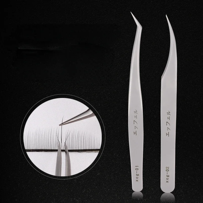 2PCS Lash Tweezers Set False Eyelash Extension Clip Pliers Eyebrow Tweezers For Hair Nail Art Soldering Lash Tongs Makeup Tools