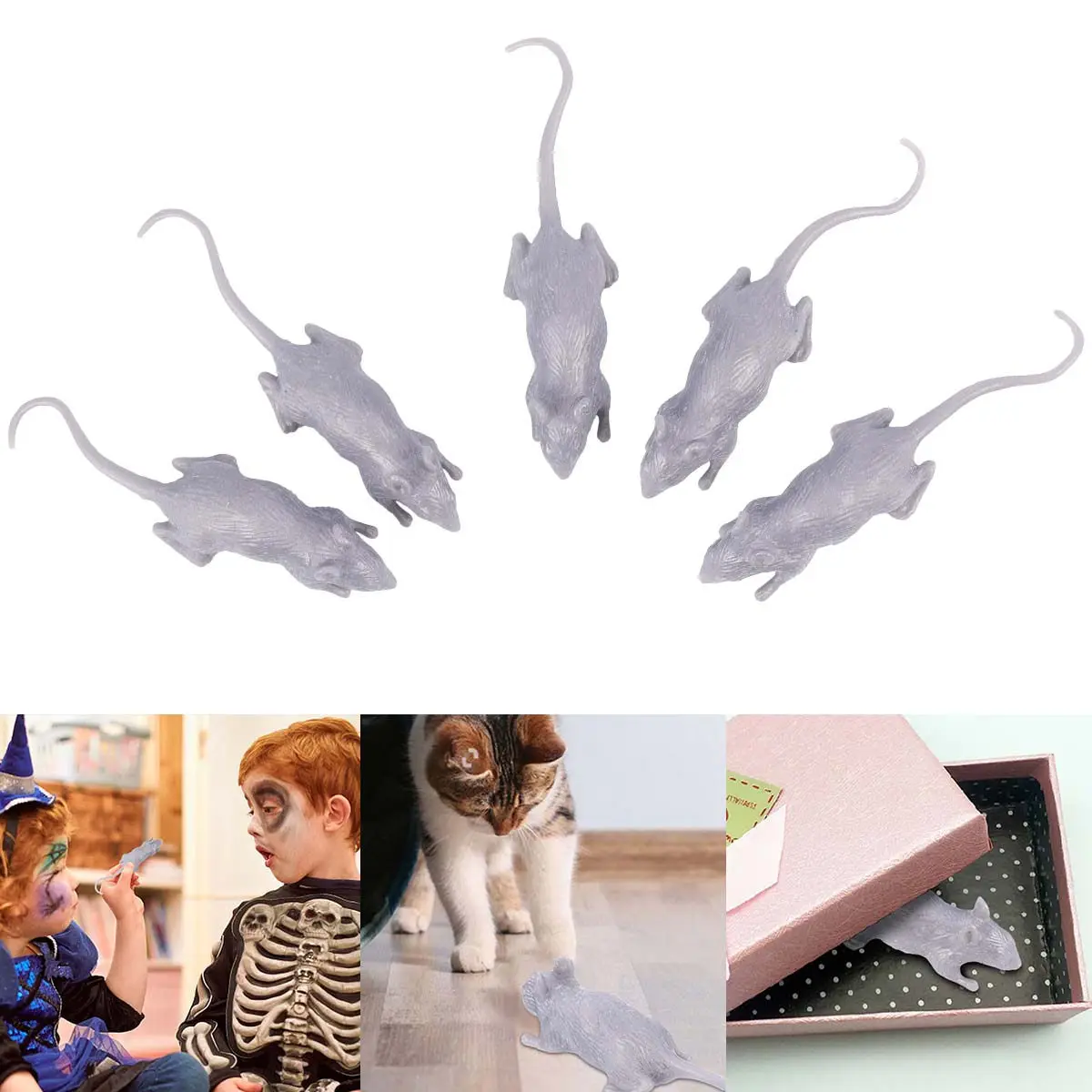 

10Pcs Halloween Simulation Mouse Plastic Fake Scary Tricky Prank Decoration for Scare Party Fun Halloween Simulation Mouse