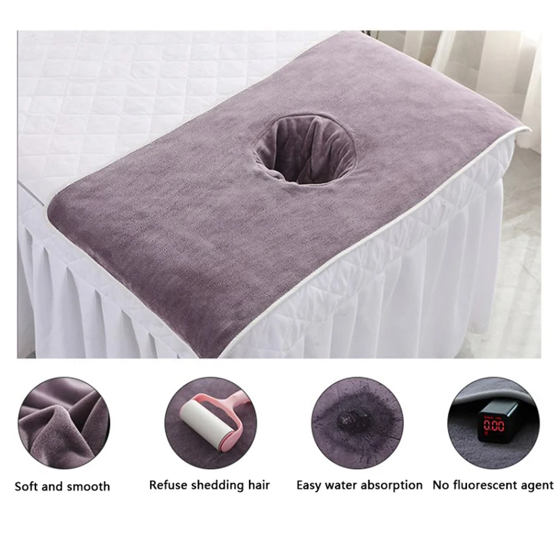 Toalla facial de planchado para mesa de masaje, Bandana con agujero para cama, cama cosmética, cubierta de toalla con agujero para cara, SPA de belleza, 50x80cm/60x90cm