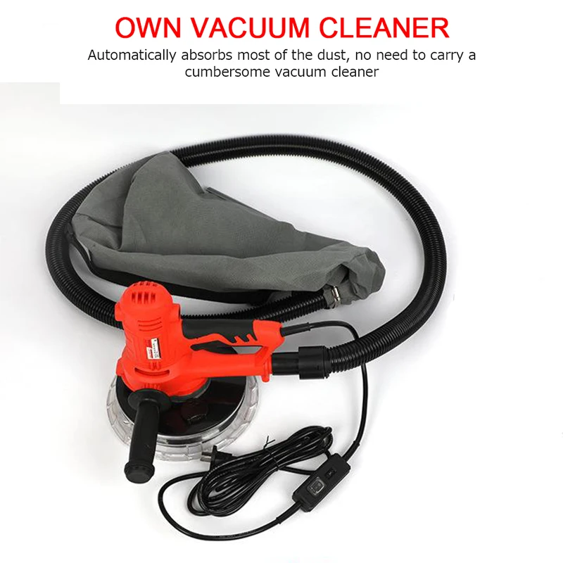 1250W Electric Drywall Sander Wall Polishing Machine Grinding Portable Dustless Led Light Wall Putty Polisher Machine