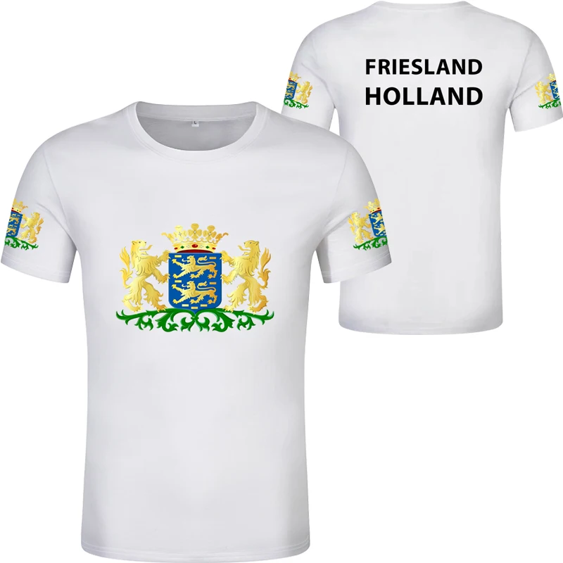 Netherlands Friesland Shirt Free Customized Hemd Name Number T-shirt Drachten Sneek Dokkum Print Flag Nederland Clothing