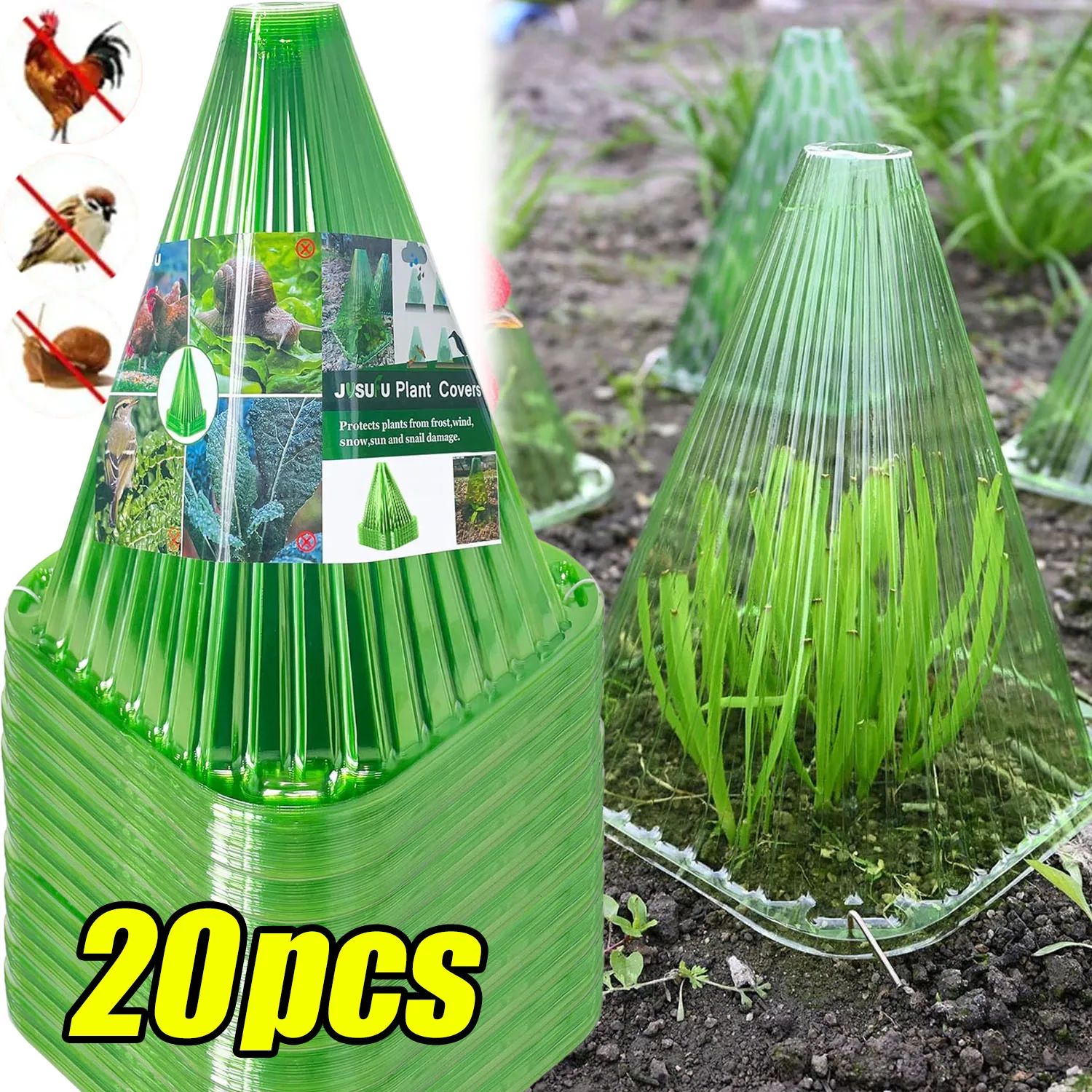 Growth Box Planting Tent Reusable Square Use Plant Clock Cover To Protect Plants From Bird Frost and Snail Damage Green