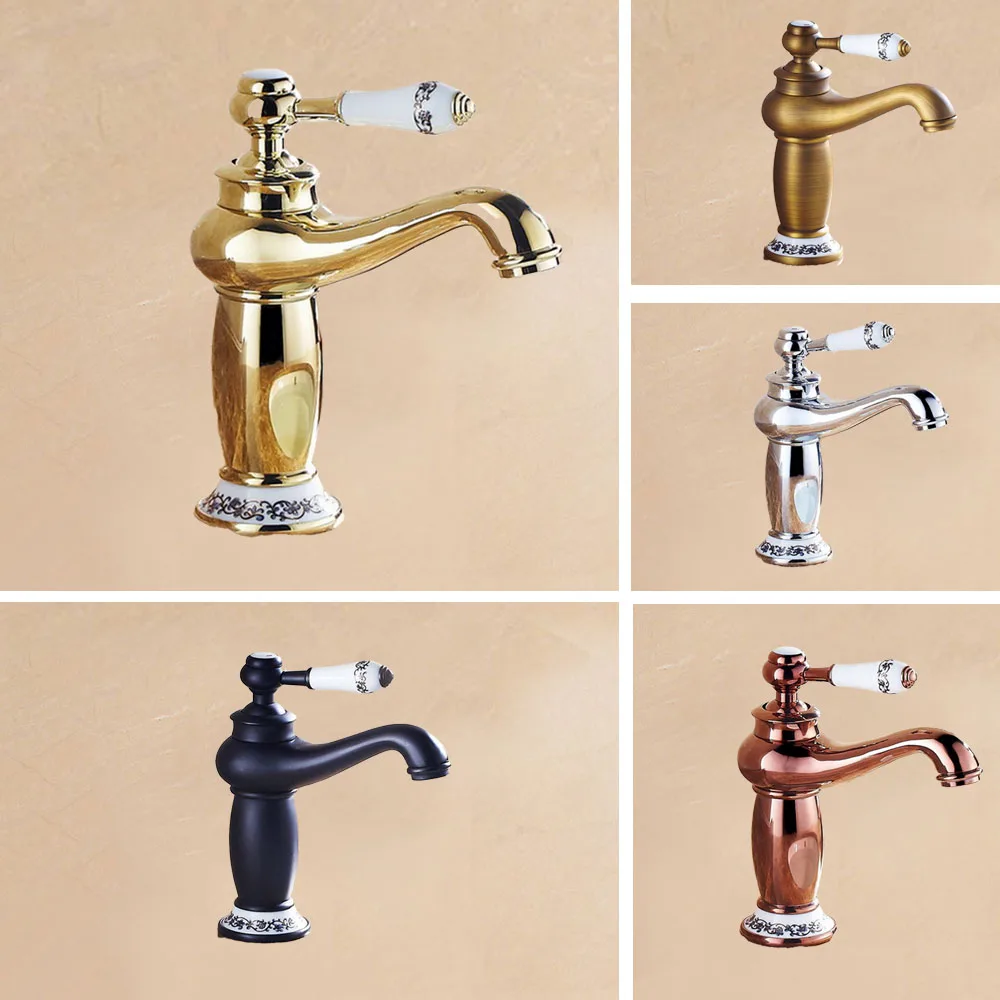 

Bathroom Faucet Basin Sink Solid Brass Vintage Style SIngle Handle Water Mixer Taps Lzh037