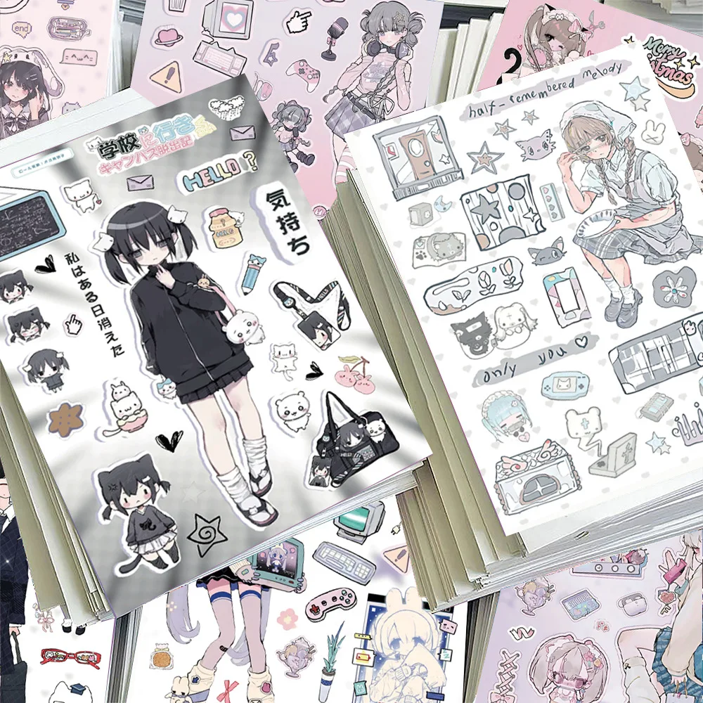 8pcs Vintage Star Waterproof Journal Stickers Cool Aesthetic Girl DIY Decor Decals