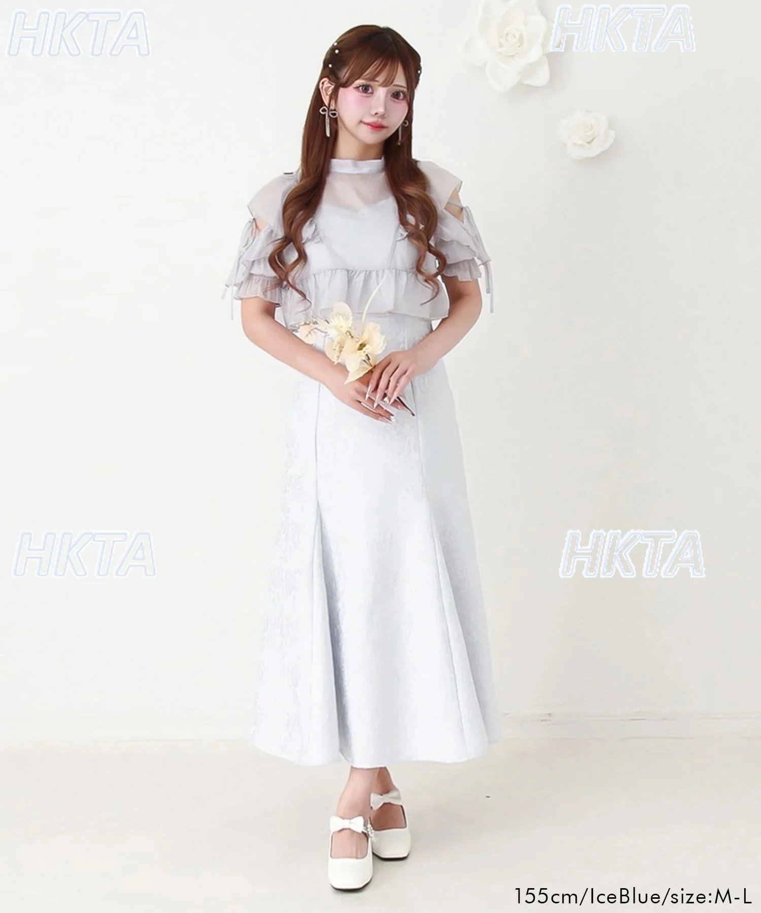 Japanese 2026 Spring Jacquard Sweet Ruffle Bow Strap Black Tops Elegant Commuter Slim Long Fishtail Dress Two Piecse Sets Women