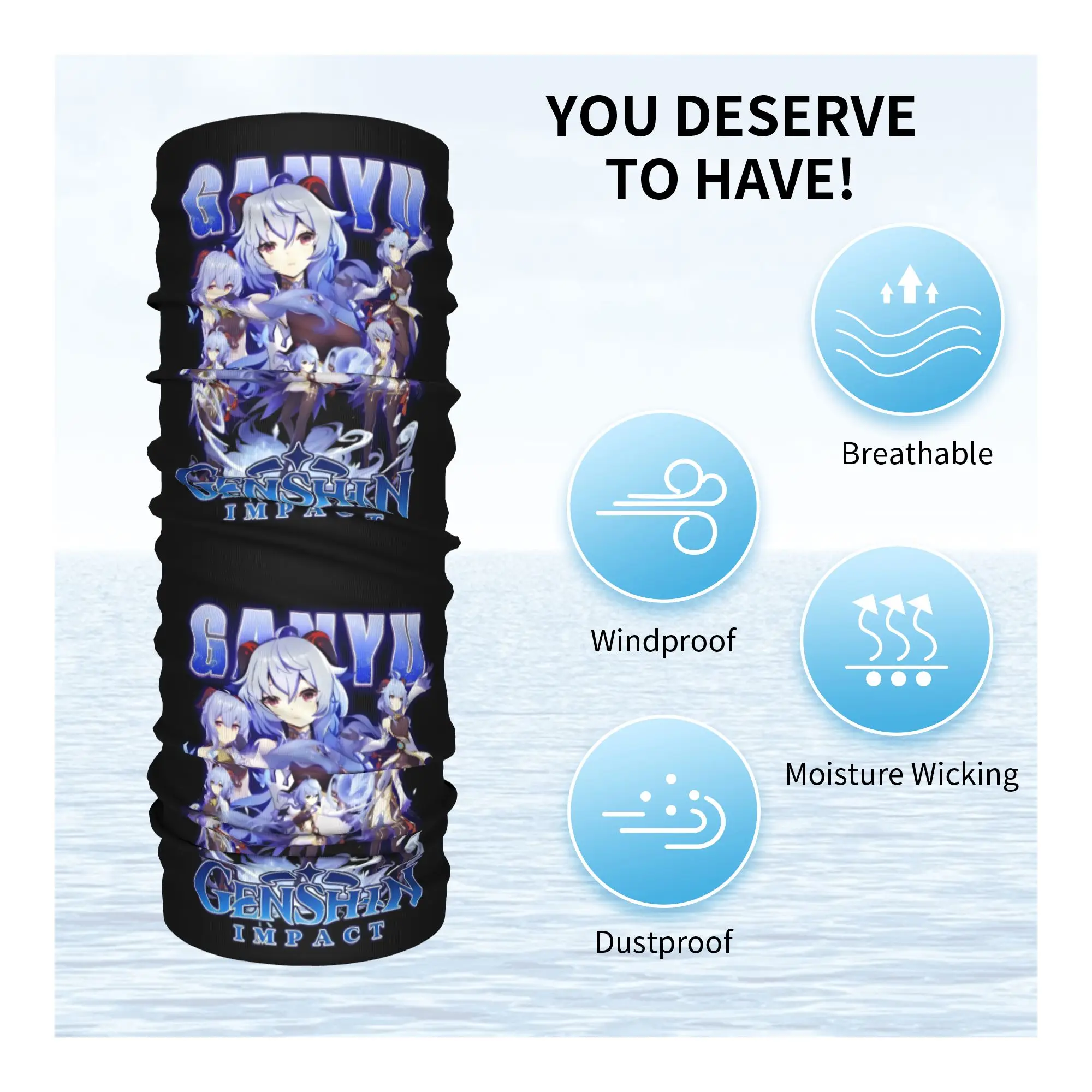 لعبة Anemo Geo Pyro Hydro Genshin Impact GANYU باندانا الرقبة الجراب للتزلج الدراجات التفاف وشاح Cryo Electro Dendro عقال #3