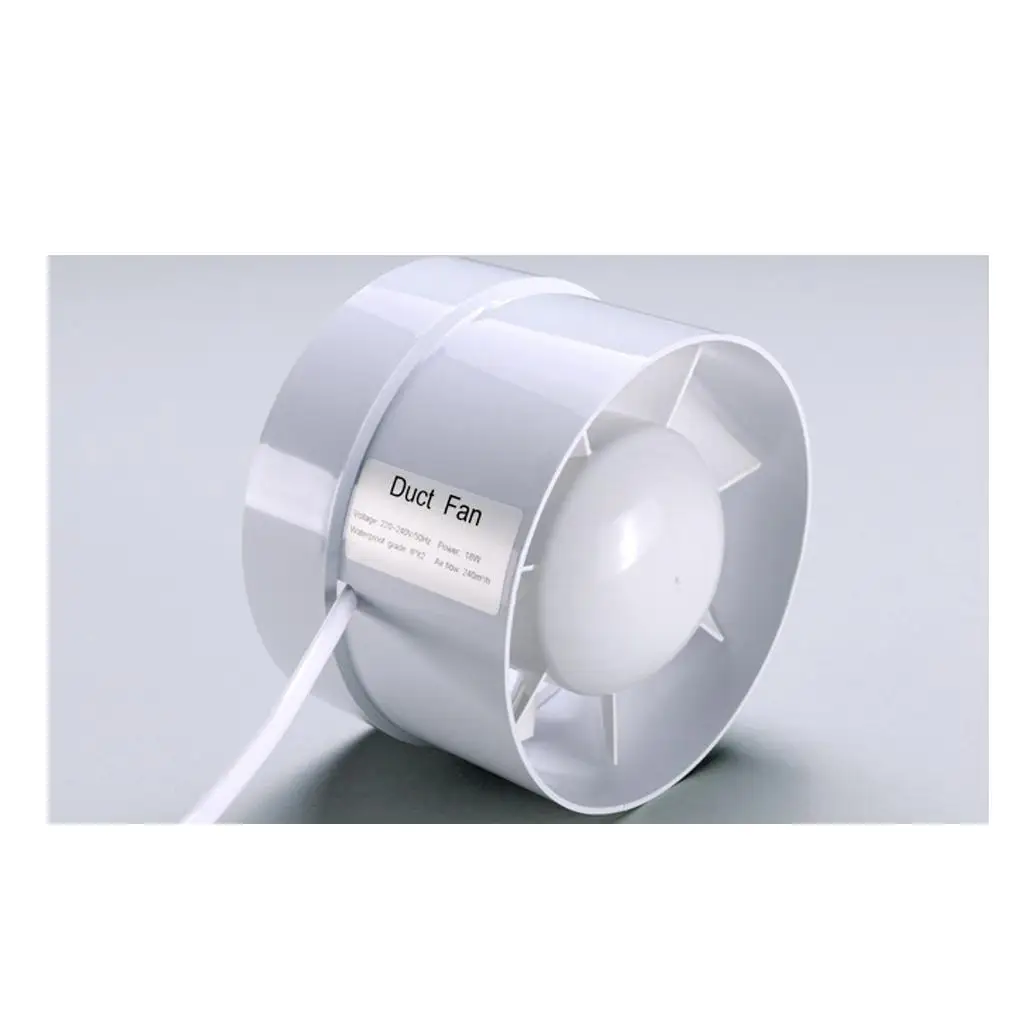 Duct Fan 4 Inch Inline Exhaust Blower Low Noise ABS for Kitchen Bathroom Wall Window Small Area Ventilation