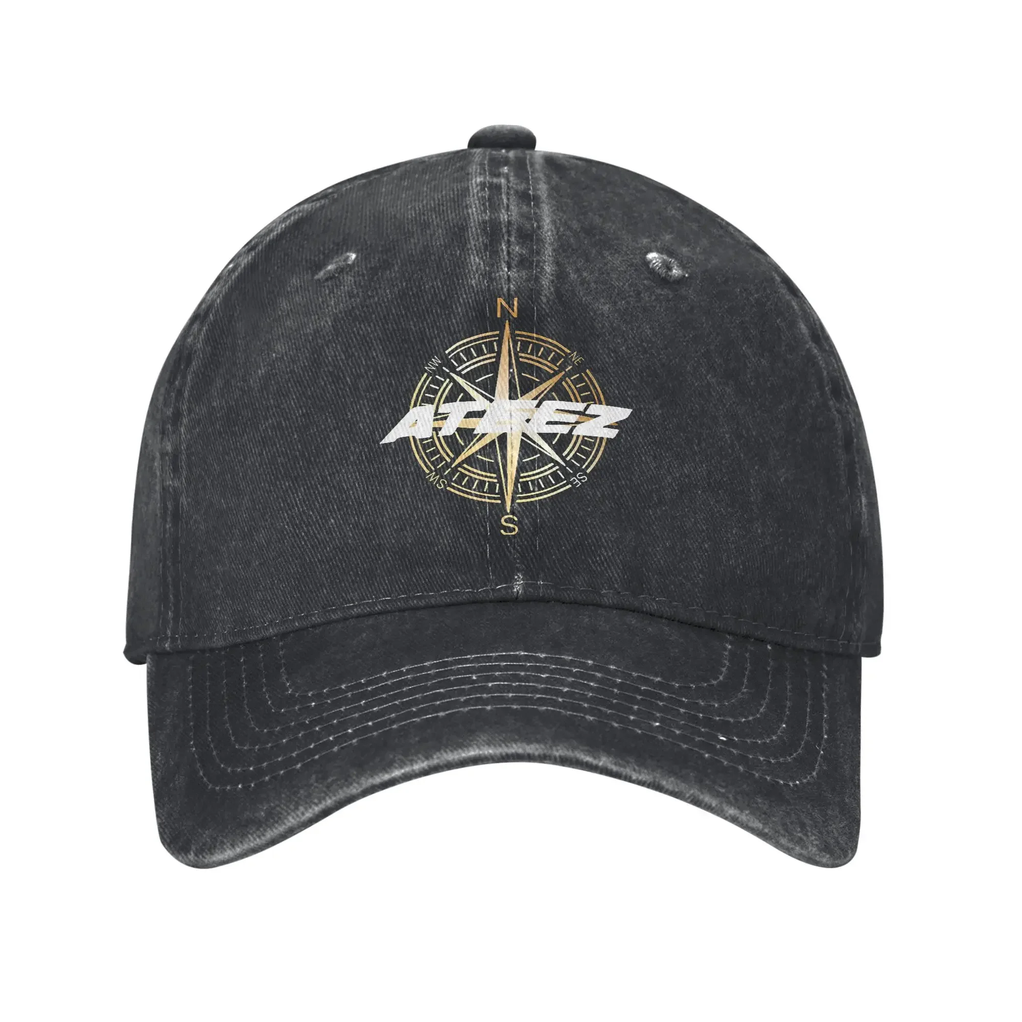 ATEEZ COMPASS Sun Baseball Cap  y2k Retro Female Male Washed Hip Hop Hats Hot Sale Design Tennis Skate Snapback Cap