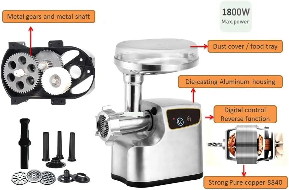 Products 3/4 HP Meat Grinder, Heavy Duty Meat Grinder and Sausage Stuffer With Stainless Steel Blades, for Home, Kitchen and Com