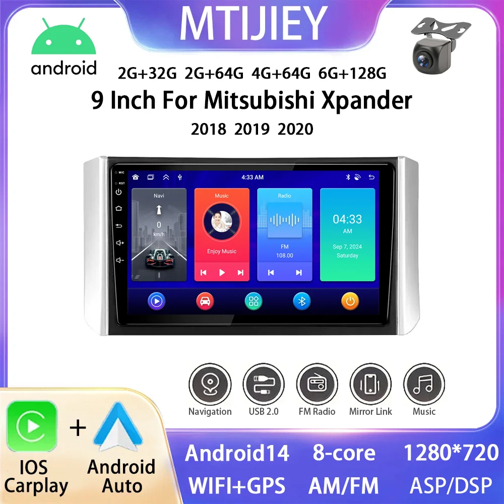 

Android 14 9" For Mitsubishi For Xpander 2001-2006 Car Stereo Car Navigation Touchscreen with Wireless Carplay and Android Auto