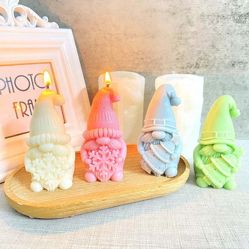 

1PC 3D Christmas Silicone Mould Dwarf Snowman DIY Crafts Candle Dropping Plaster Soap Aromatherapy Clay Mold Xmas Decor Gift
