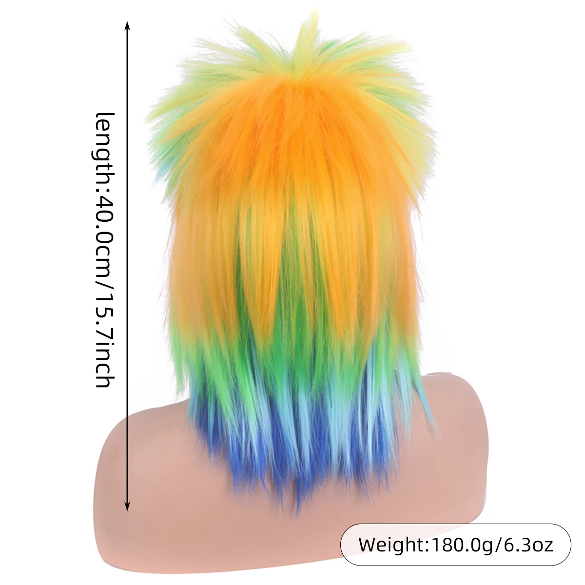 16-calowa kolorowa damska i dziewczęca peruka syntetyczna dla fanów, koktajlowa, odpowiednia na imprezy świąteczne, Halloween, bary, bal maskowy