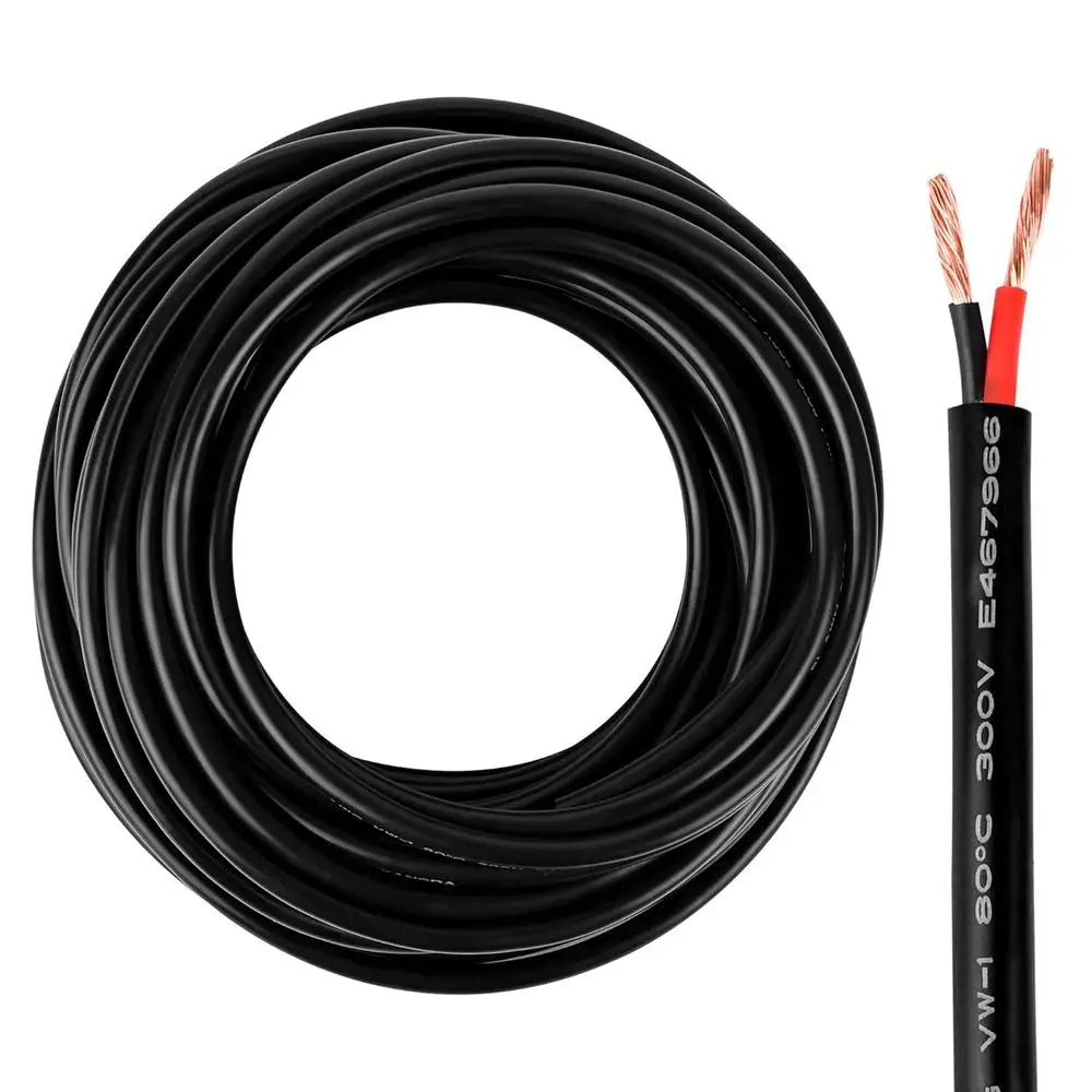 14 Gauge 2 Wire Stranded Copper Electrical Cable 100FT PVC Insulated Low Voltage Flexible Wire