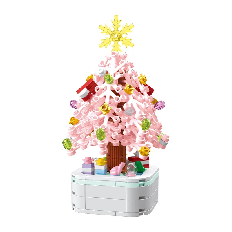 Christmas Series Tree Bonsai Building Blocks Succulents Potted Plastic Plant Bricks Home Decor Model Assemble Brick Toy for Gift