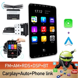 Universal 10inch Rotate Android 14 Car Radio IPS Touch Screen 1 Din 4G CarPlay Autoradio Multimedia Player NO DVD