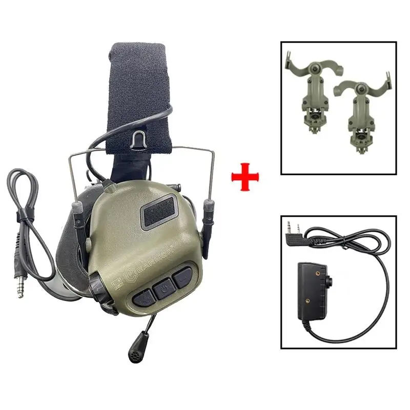 2025 A- M32 MOD4 Shooting Earmuffs Tactical Noise Reduction Headset with Helmet ARC Rail Adapter with Kenwood PTT adapter New