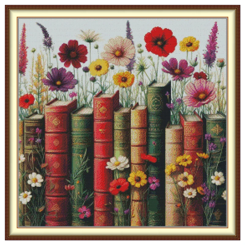 The Scent of Books Patterns Counted Cross Stitch Set  DIY 11CT 14CT 16CT HD Stamped DMC Cross-stitch Kit Embroidery Needlewor