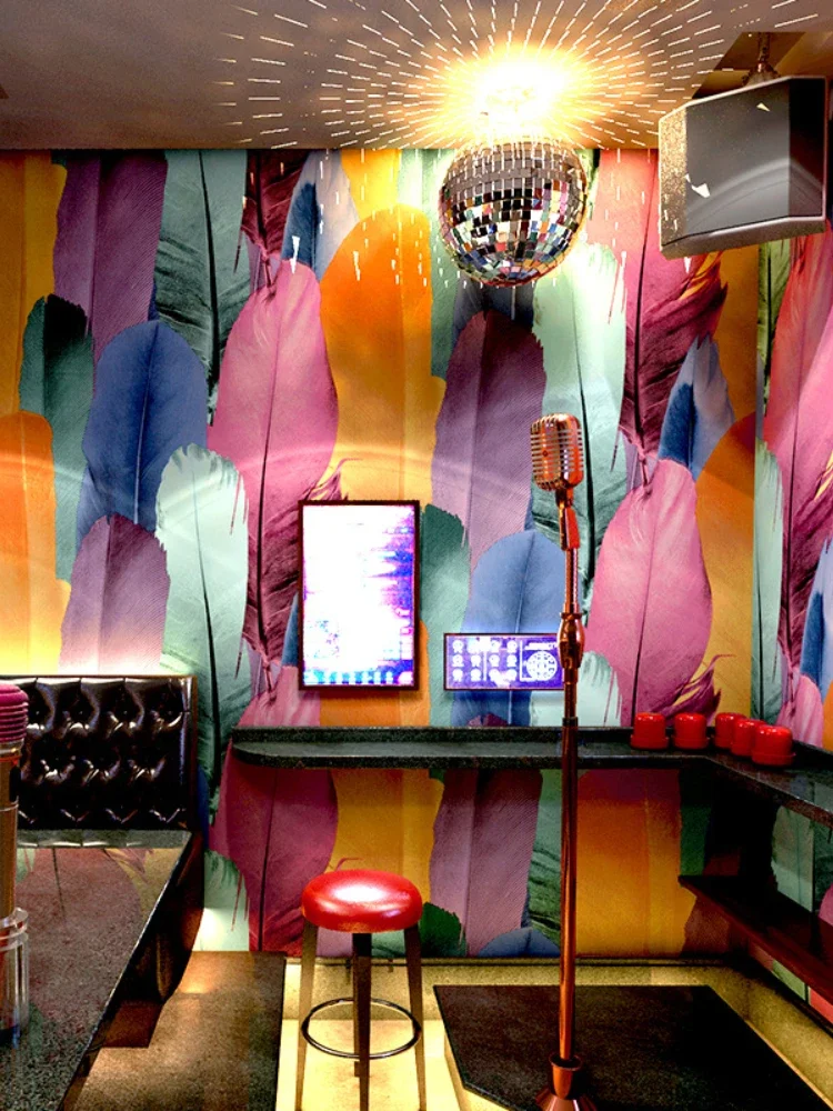 Colorful Peacock Feather Wallpaper 3D Stereo TV Background Wall KTV Flash Reflective Wallpaper