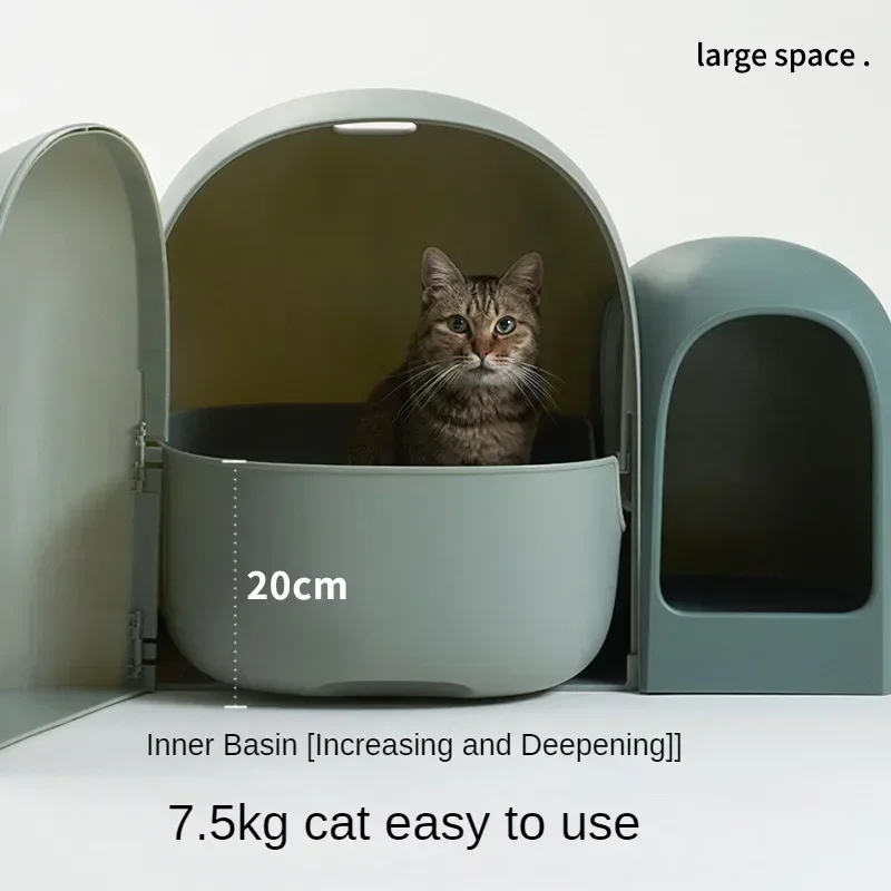 Cat litter box fully enclosed oversized small big cat toilet corridor type deodorant and anti-splash sand table cat products view 2