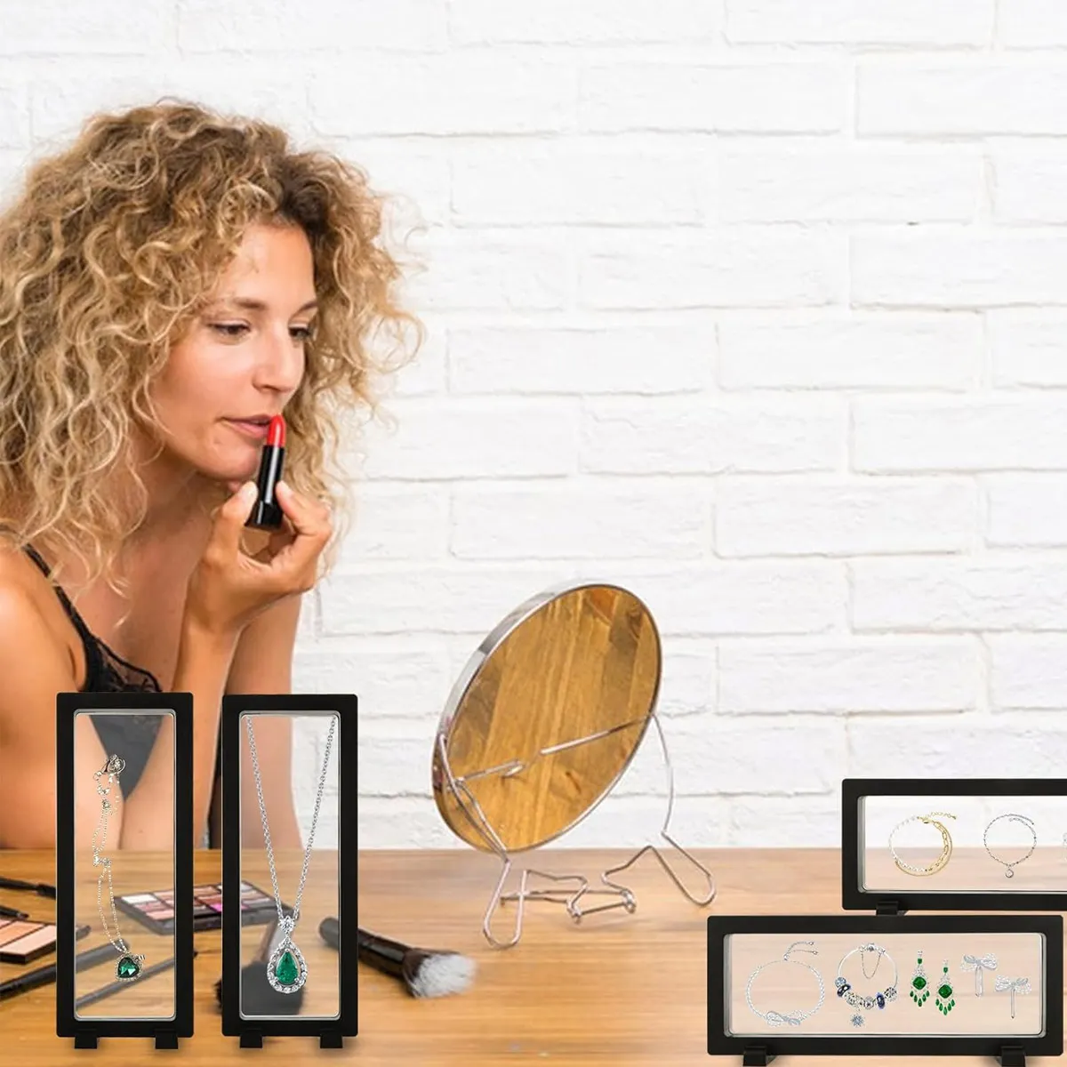 10pcs Transparent Floating Frame Display Rack, Jewelry Box