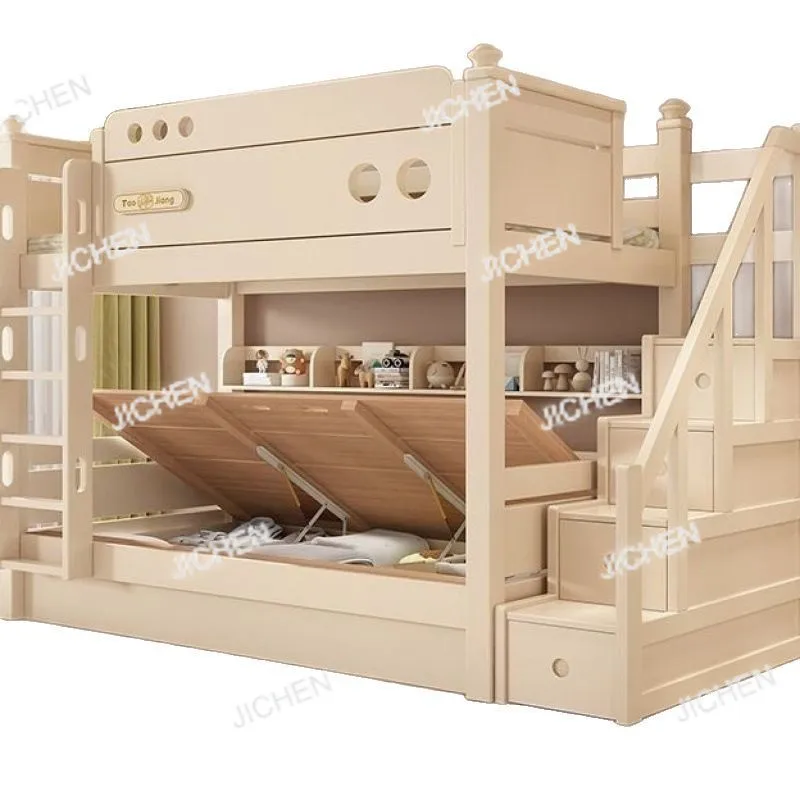 

JC Solid wood children's bunk bed, upper and lower beds, mother and child, cherry wood children's bed,