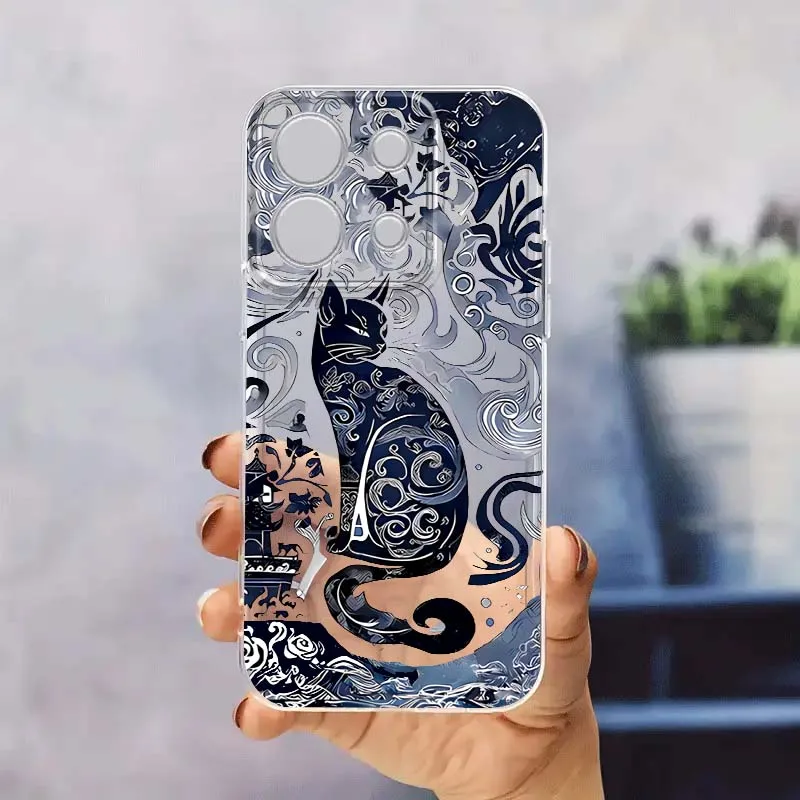 

Cartoon Anime Cat Pattern For Xiaomi Redmi 10 11 K30 K40 K50 K60 K70 Pro Prime Plus Ultra Zoom 5G TPU Transparent Phone Case