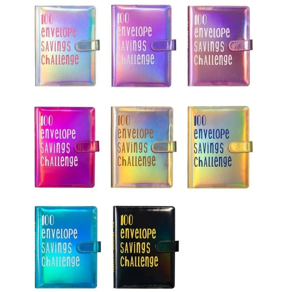 PU Leather Saving Money Binder Dazzling Colors Loose-Leaf Binder 100Envelopes Challenge Notebook Budget Planner Durable