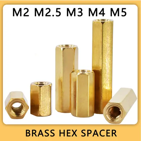 M2 M2.5 M3 M4 M5 Stud Mount Brass Hex Spacer Board Pillar Hexagon Thread PCB Motherboard Nut Hollow Column Standoff Bolt Screw