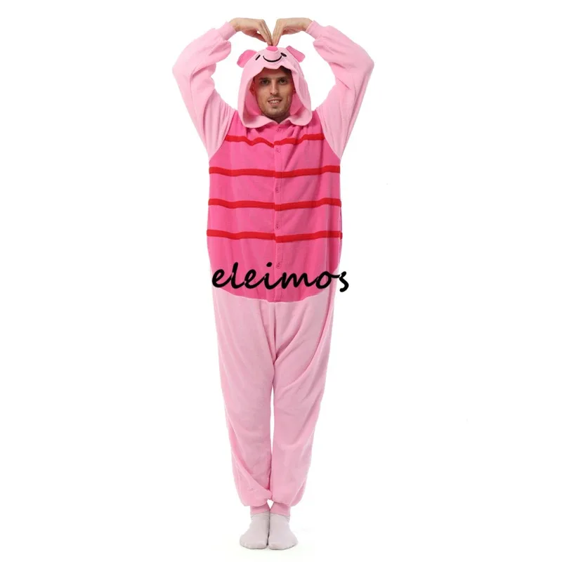 Halloween Onesie Pink Pig Kigurumi Pajamas Adult One-Piece Animal Pijama Cartoon Jumpsuit Sleepwear Anime Cosplay Costume XXL
