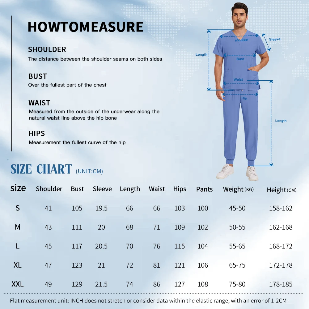 Niaahinn الدعك عداء ببطء مجموعة غرفة العمليات بدلة طبية الرجال صالون تجميل ملابس العمل ممرضة موحدة الرعاية الصحية التمريض ملابس العمل