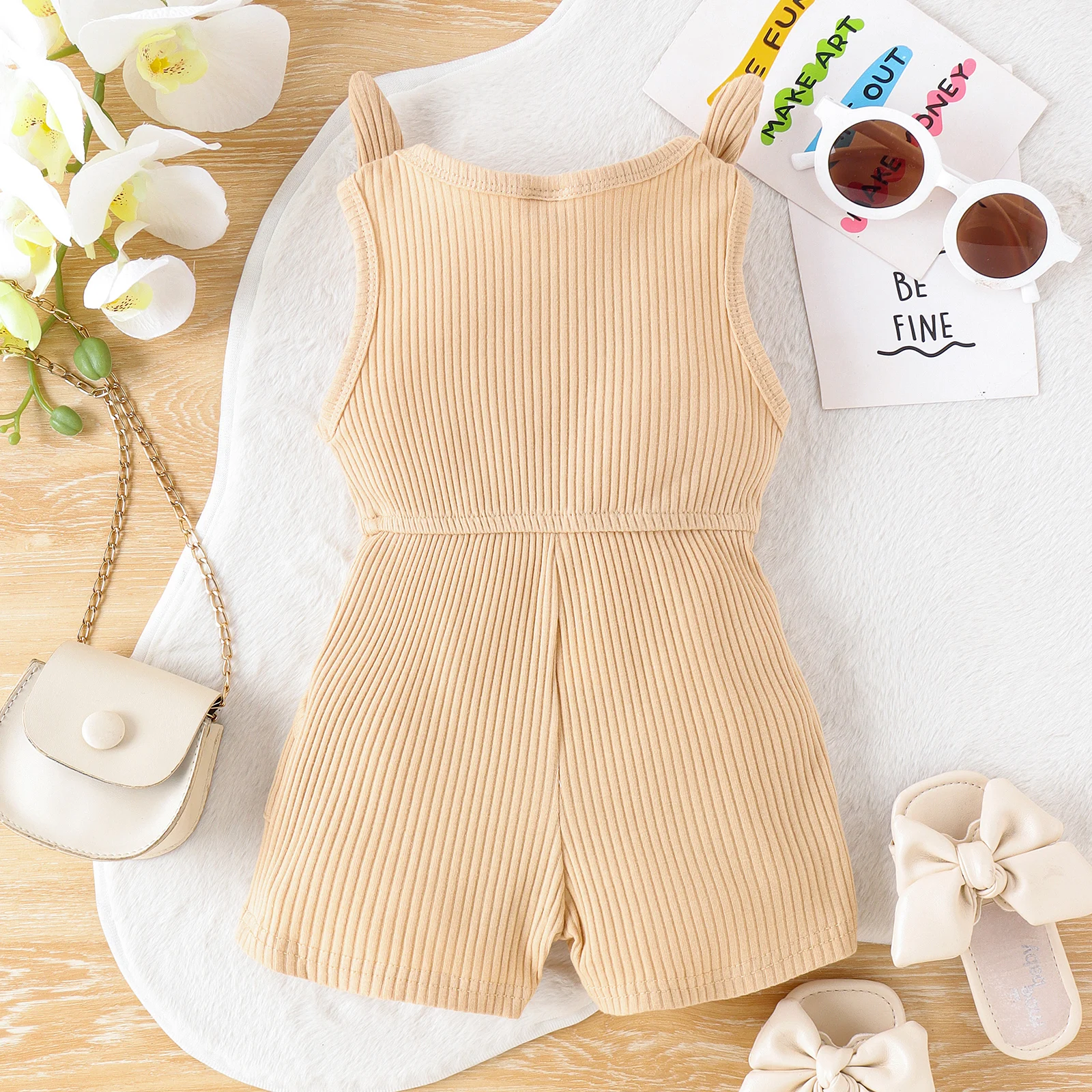 Summer 0-4 Years Old Baby Girls Baby Soft And Comfortable Simple Beautiful Multi-Color Pit Strip Vest Onesie