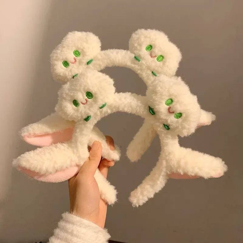 

Милые уши ягненка, повязки на голову с белыми облаками, плюшевый обруч для волос для мытья лица, повязки для волос с мультяшными животными, костюм на Хэллоуин, повязка для волос