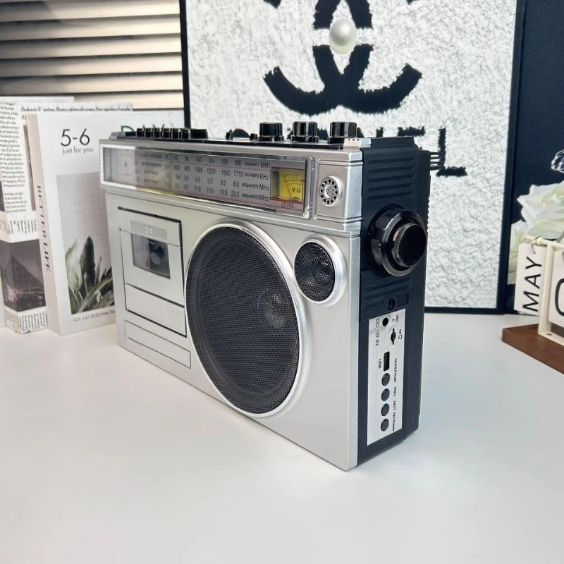 Vintage Cassette Player Tape Recorder Retro Bluetooth Rechargeable Multifunctional HIFI Stereo Sound for Party Gathering